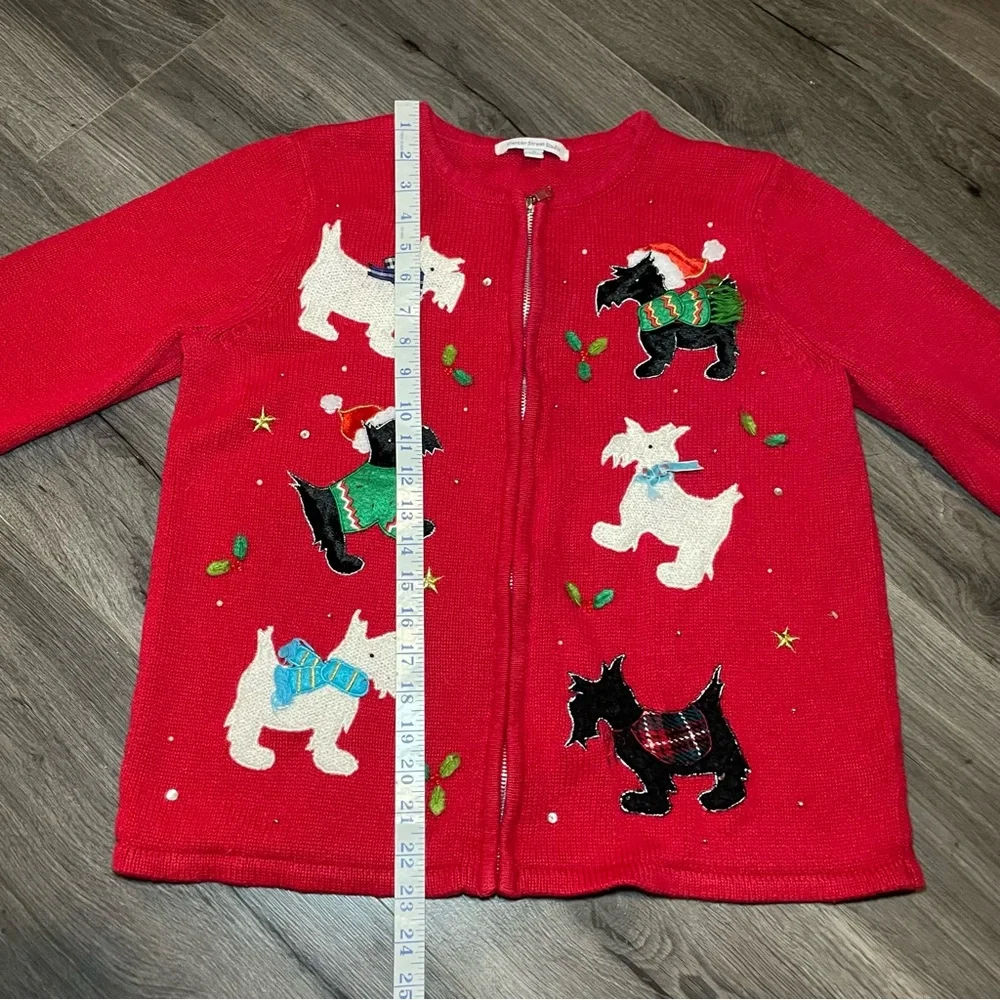 Mercer Street Studio, Christmas Sweater, doggies, zipper sweater, size Small